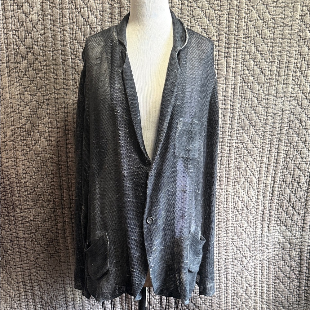 Avant Toi Charcoal Black Grey Brushed single Breasted Lightweight Jacket
